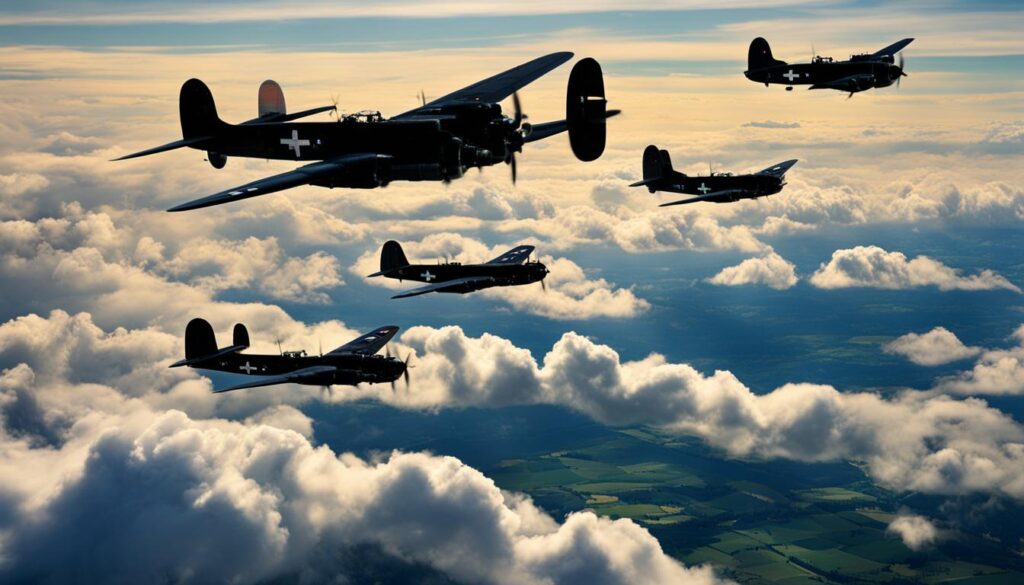 World War II Bombers Flying Over Germany