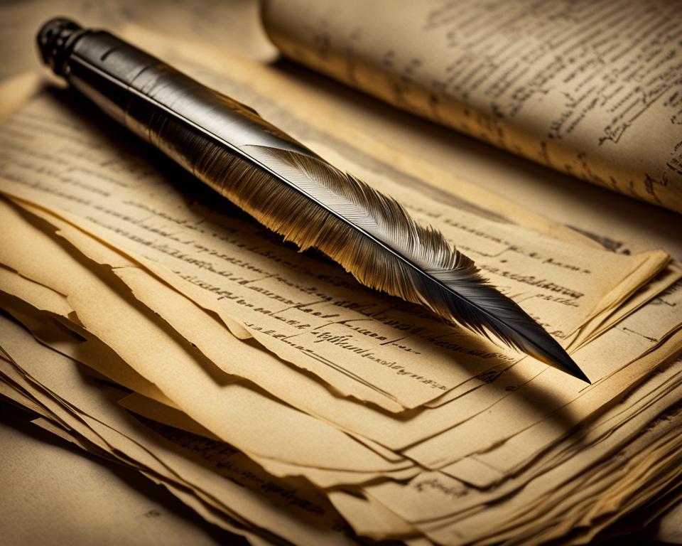 Historical documents with quill pen